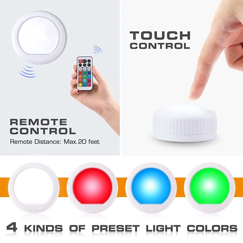 3PACK/6PACK LED Tap Light Push Light 12 RGB Color Wireless Touch Light 80LM USA gallery