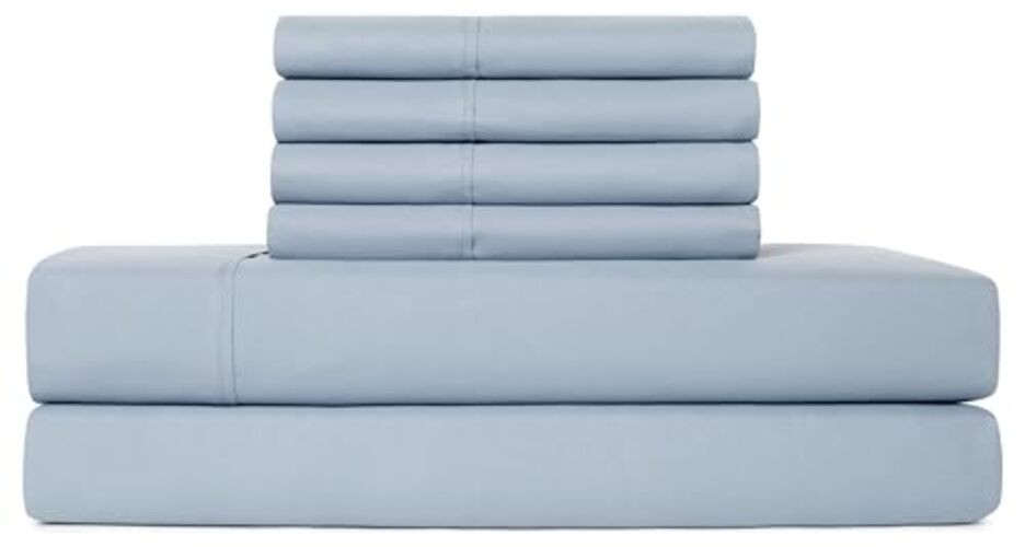 Sheets Set 6 Piece Cooling Bed Sheets with 4 Envelope Pillowcases Full Blue gallery