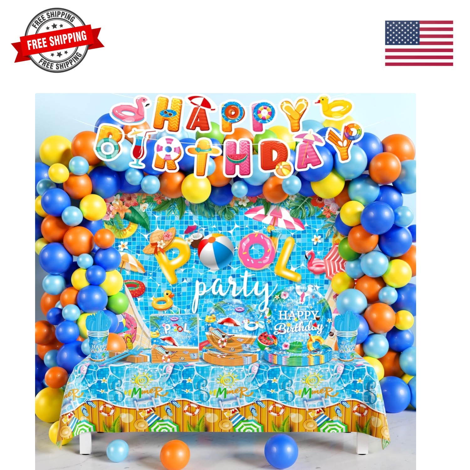 Pool Party Decorations, Summer Beach Pool Themed Birthday Party Supplies with... gallery