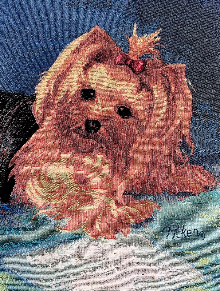 Yorkshire Terrier Yorkie Throw Blanket Artist Linda Picken Dog Tapestry Fringed gallery