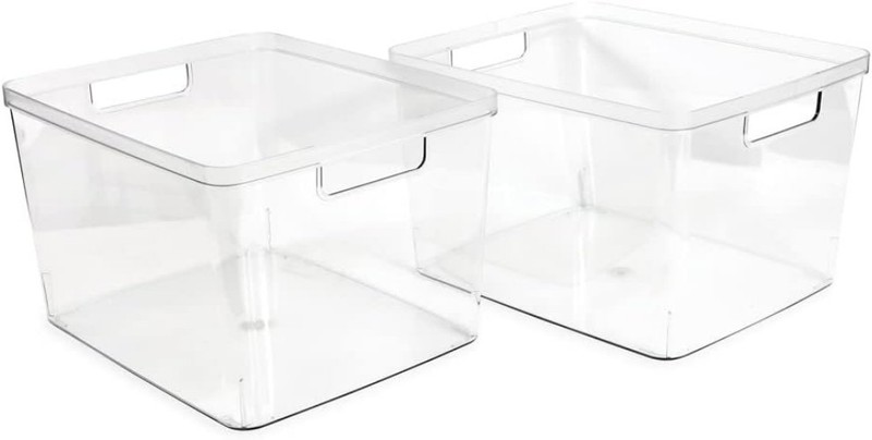 2-Pack Extra-Large Clear Storage Bins 11.5” L x 14” W x 9” H w/Cutout Handles... gallery