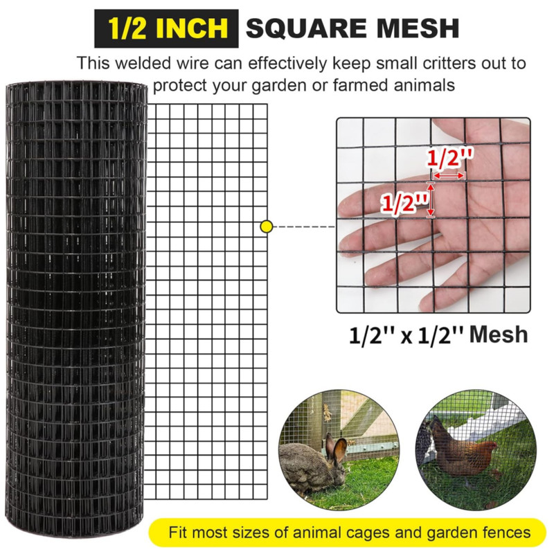 Hardware Cloth 6Inx98FT 1/2In PVC Vinyl Coated Chicken Rabbit Mesh Wire Fencing gallery