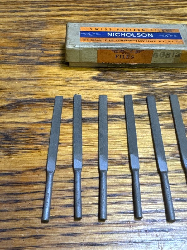 NOS Nicholson Bench Filing Machine Files 3 1/4” L 1/8” Shank Lot of 8 USA Made gallery