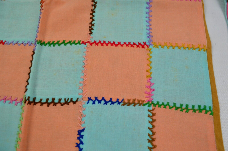 Handmade Patchwork Sofa Pillow Covers Pink & Blue / Orange Blue 14" x 15" gallery