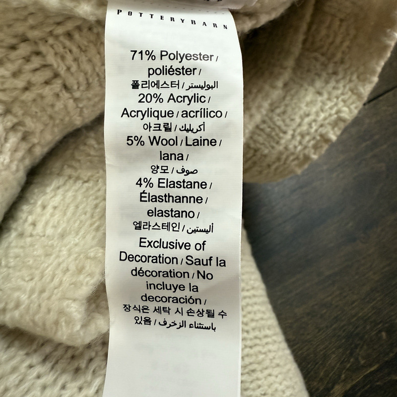 NEW!! POTTERY BARN ARDEN SOLID KNIT BLANKET 88 X 96" ~ OATMEAL (BEIGE) gallery
