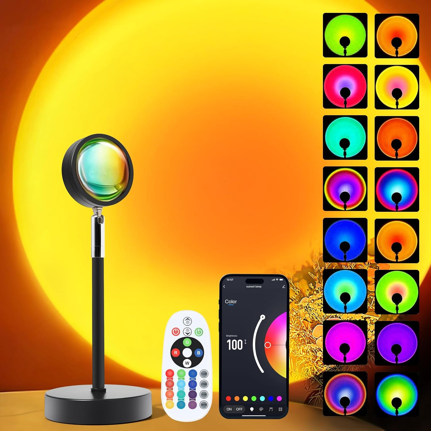Sunset LED Lamp Projector, 21 Colors Changing App & Remote Control Mood Lighting gallery