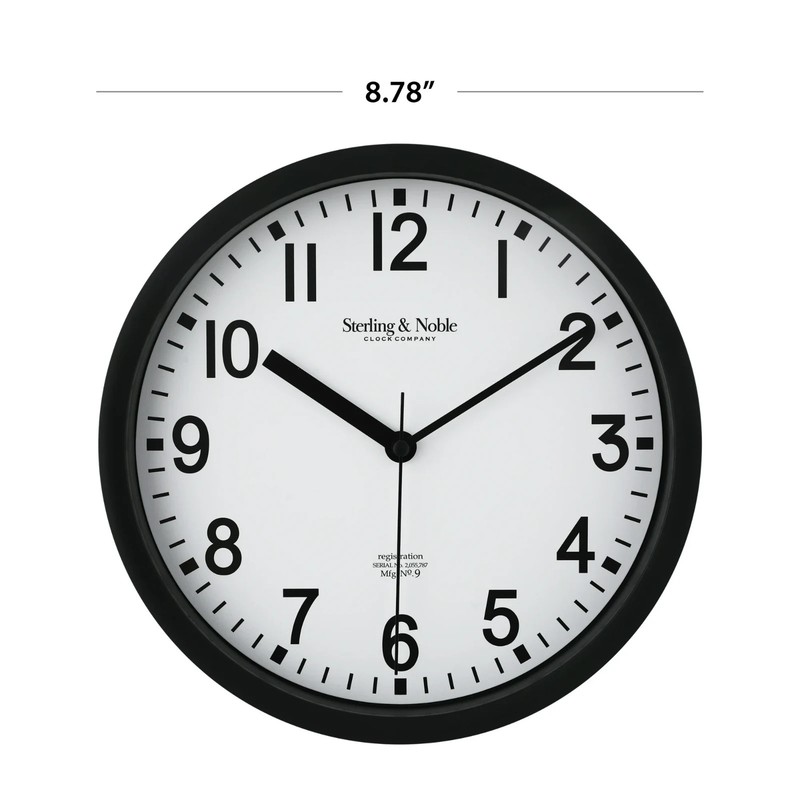 Mainstays Basic Indoor 8.78" Black Analog Round Modern Wall Clock gallery