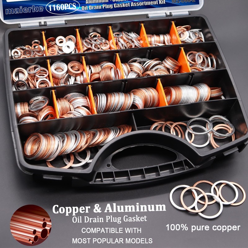 1160PCS Crush Washer Set, Copper Aluminum Gaskets for Oil Drain Plugs gallery