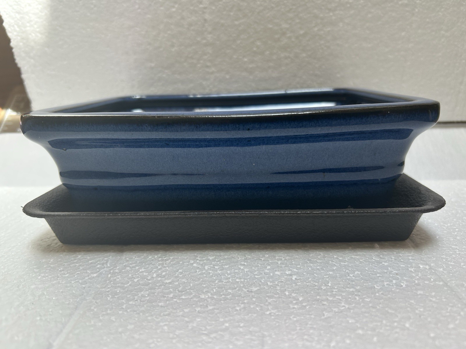 8" Rectangular Navy Blue Bonsai/Succulent Pot + Tray gallery