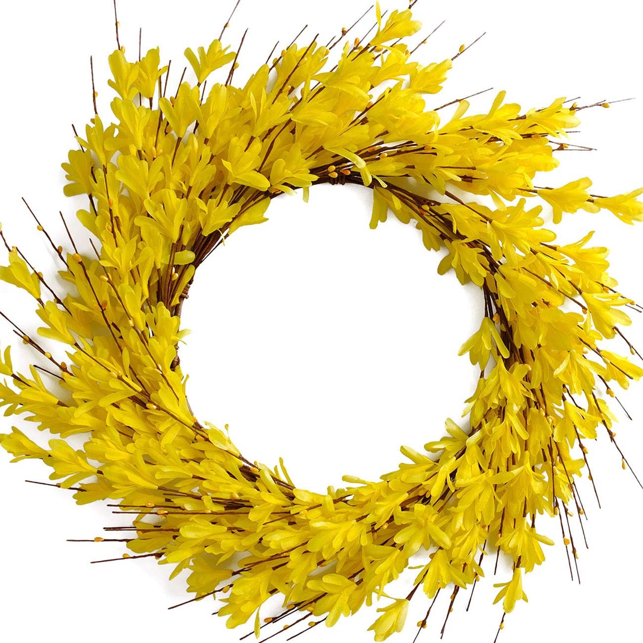 Bibelot 20inch Artificial Forsythia Flower Wreath Spring Summer Fall Silk Leaves gallery