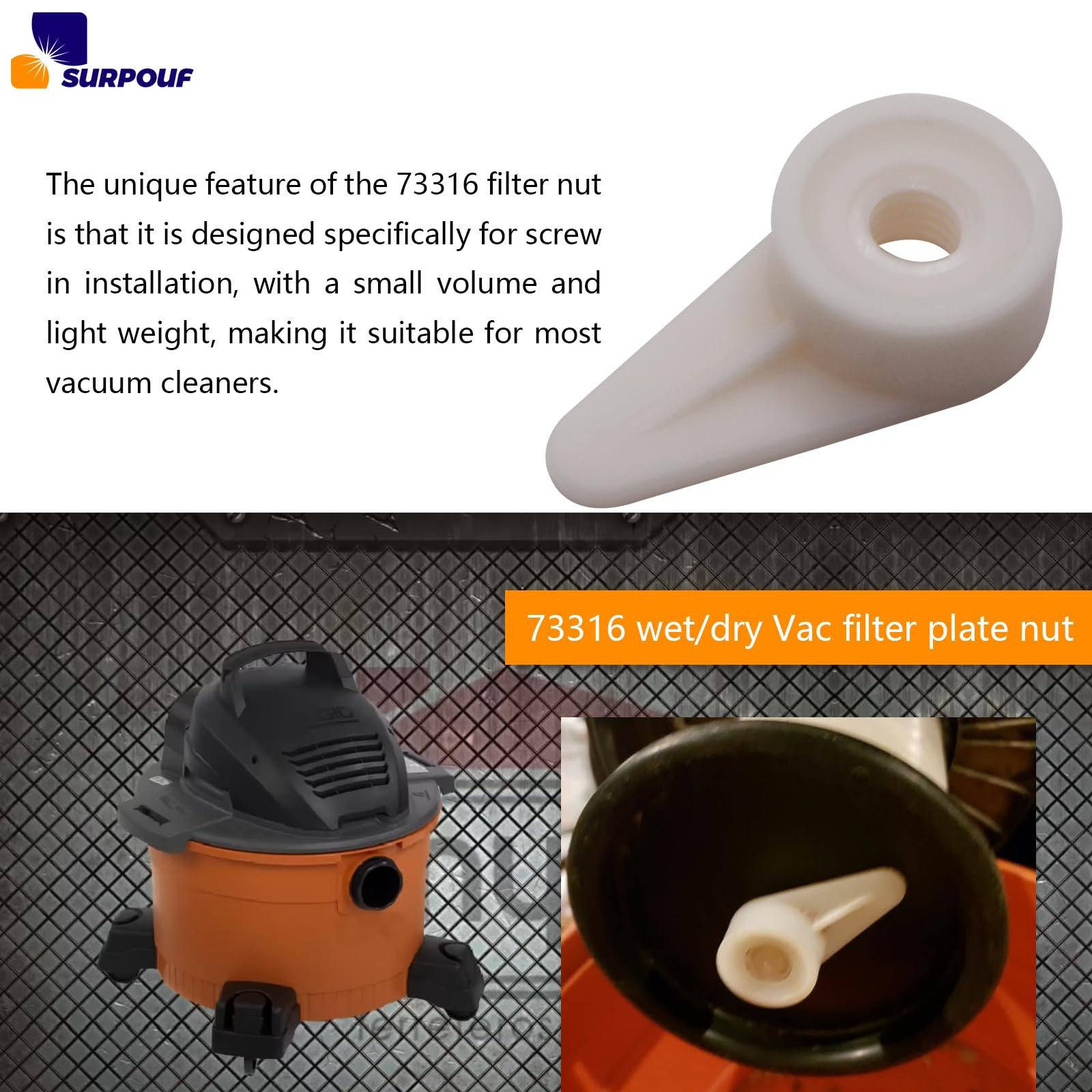 SURPOUF (2-Pcs)73316 Wet/Dry Vac Filter Plate Nut Fits For Replace as pic gallery