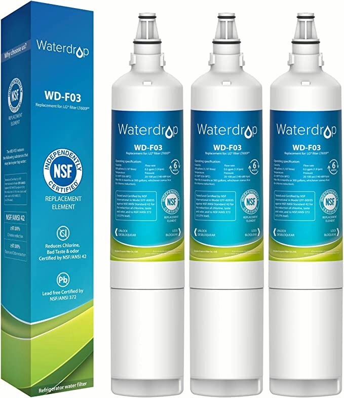 Waterdrop Water Filter Replacement for LG® LT600P®, KENMORE® 9990, 3 PACK gallery