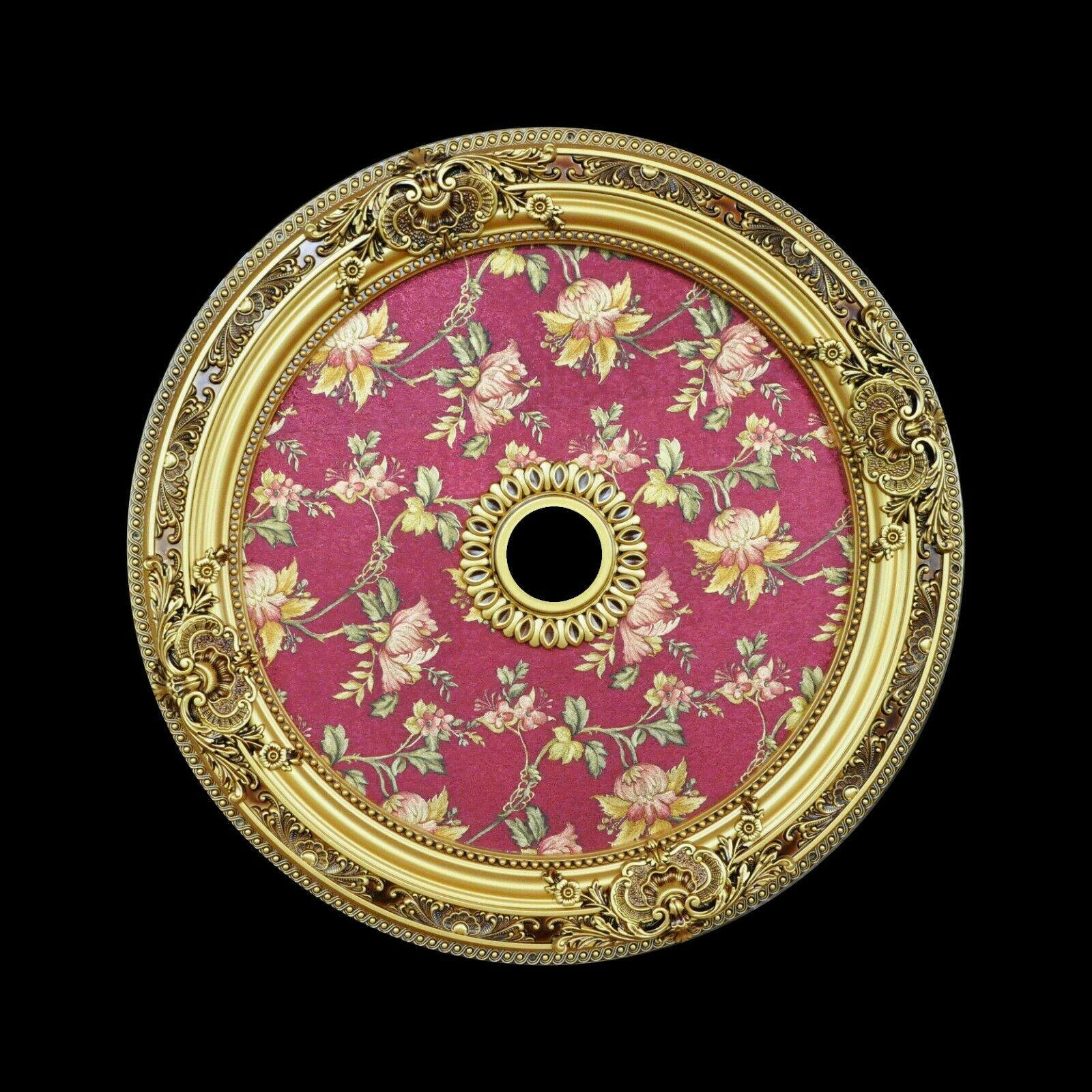 36" ROUND CHANDELIER CEILING MEDALLION RED WILD FLORAL FOYER DINING ROOM BEDROOM gallery