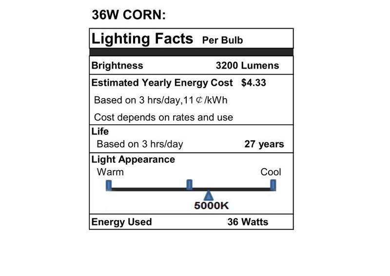 200w Equivalent LED Corn Bulb 36w 6000K cool daylight 3600lm gallery