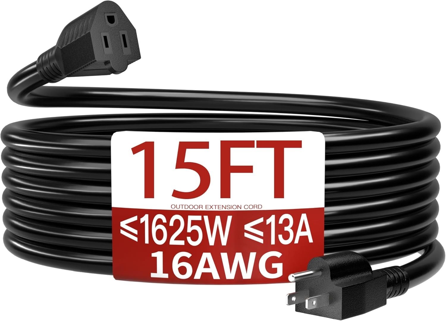 15 Ft Outdoor Extension Cord Waterproof Weatherproof Black 3 Prong Power Cord gallery
