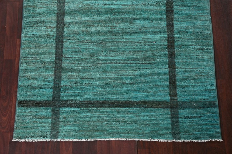 Geometric Modern Gabbeh Kashkoli Oriental Area Rug Hand-knotted TEAL GREEN 5'x6' gallery