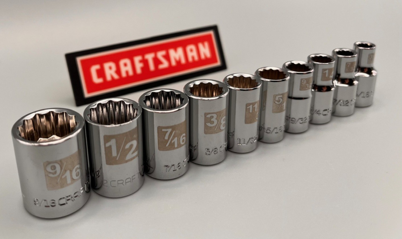 CRAFTSMAN TOOLS 10pc 1/4" SAE 12pt Socket Set 3/16"-9/16" DUAL ETCHED gallery