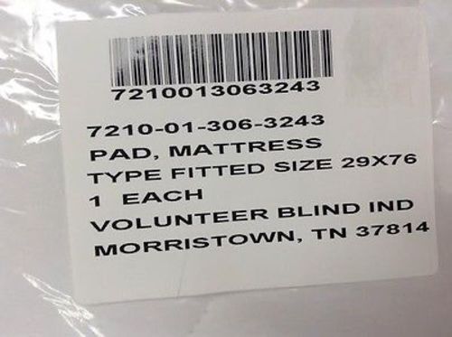 29" x 76" Mattress Pads - White - Polyester Cotton Blend -7210-01-306-3243 - New gallery
