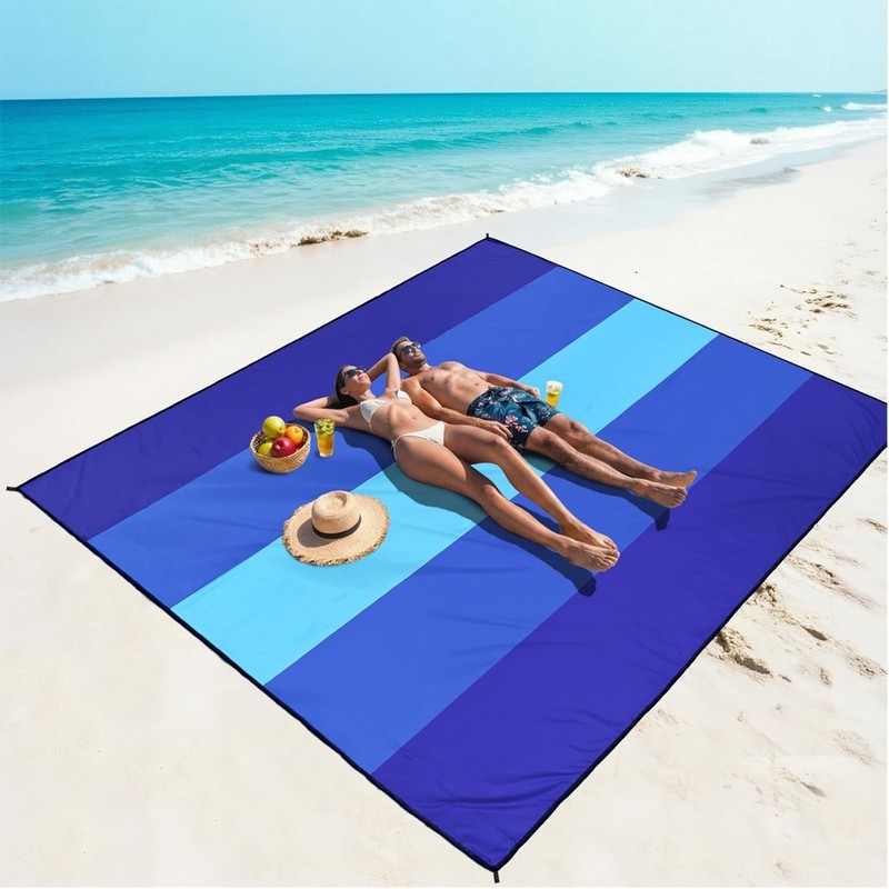 Beach Blanket Waterproof Sandproof Beach Mat 79" X 83"/10'x9'for 2-8 Adul US gallery