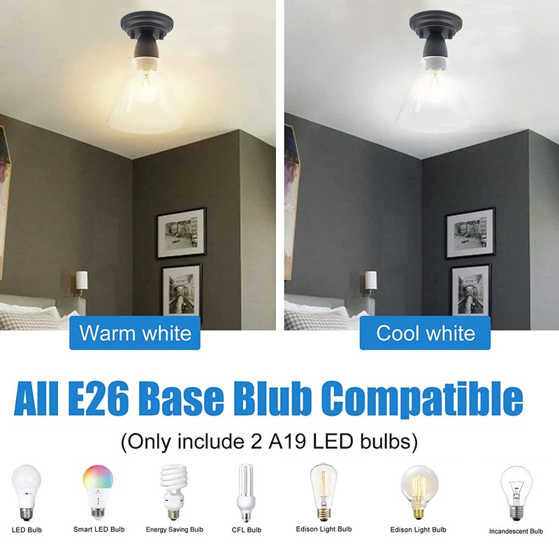 2Pack Semi Flush Mount Light with 2XLED Bulb Porch Pendant Light Fixtures gallery
