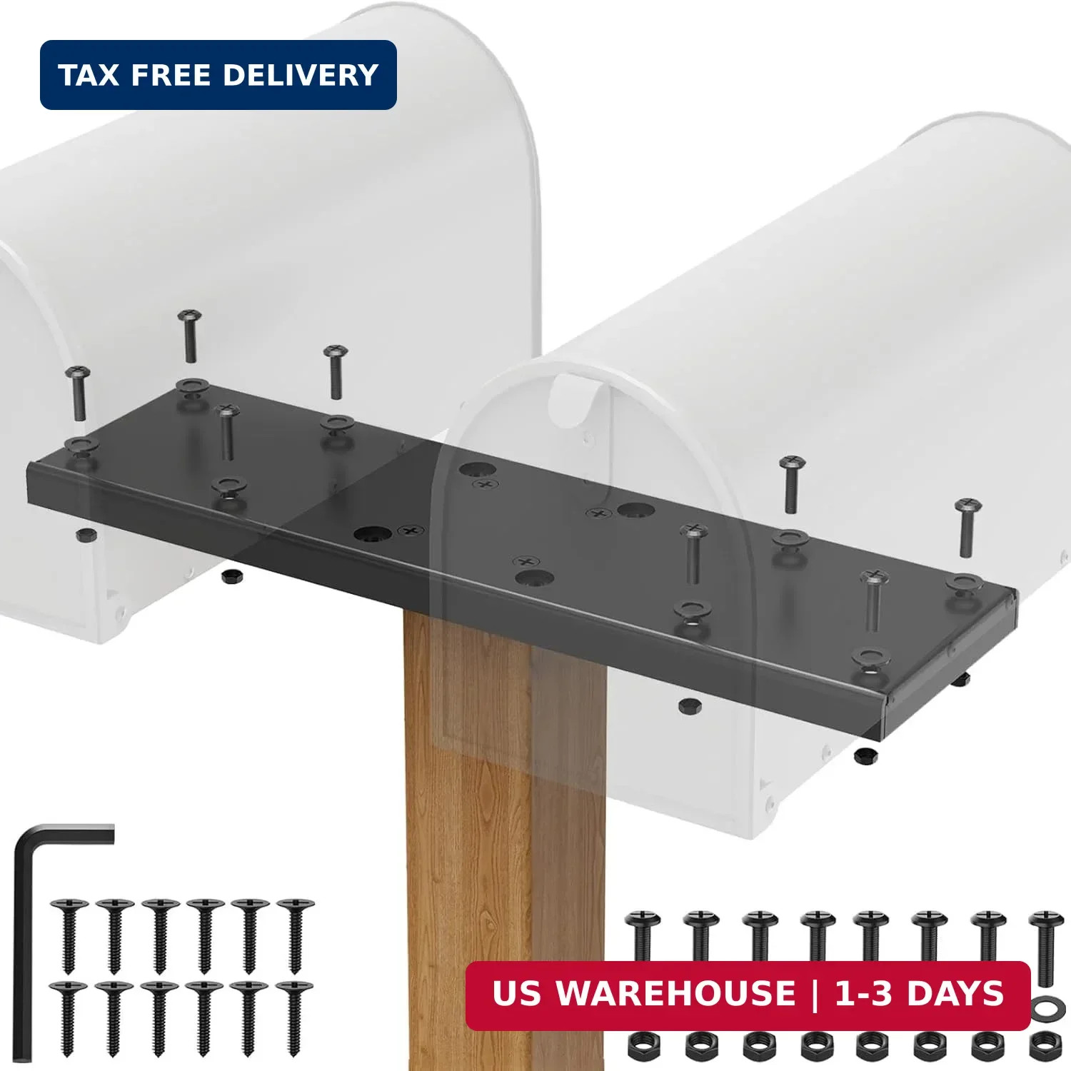 Double Mailbox Spreader Bar, Heavy Duty Mailbox Post Mounting Bracket, 19 x 7 In gallery