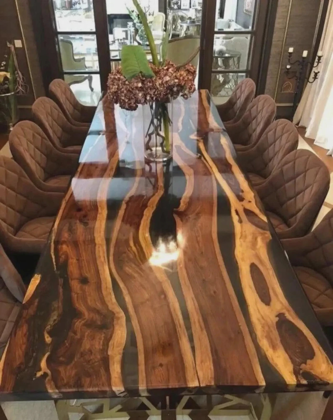 Black Epoxy Live Edge Wood Table Top Dining Coffee Custom gallery