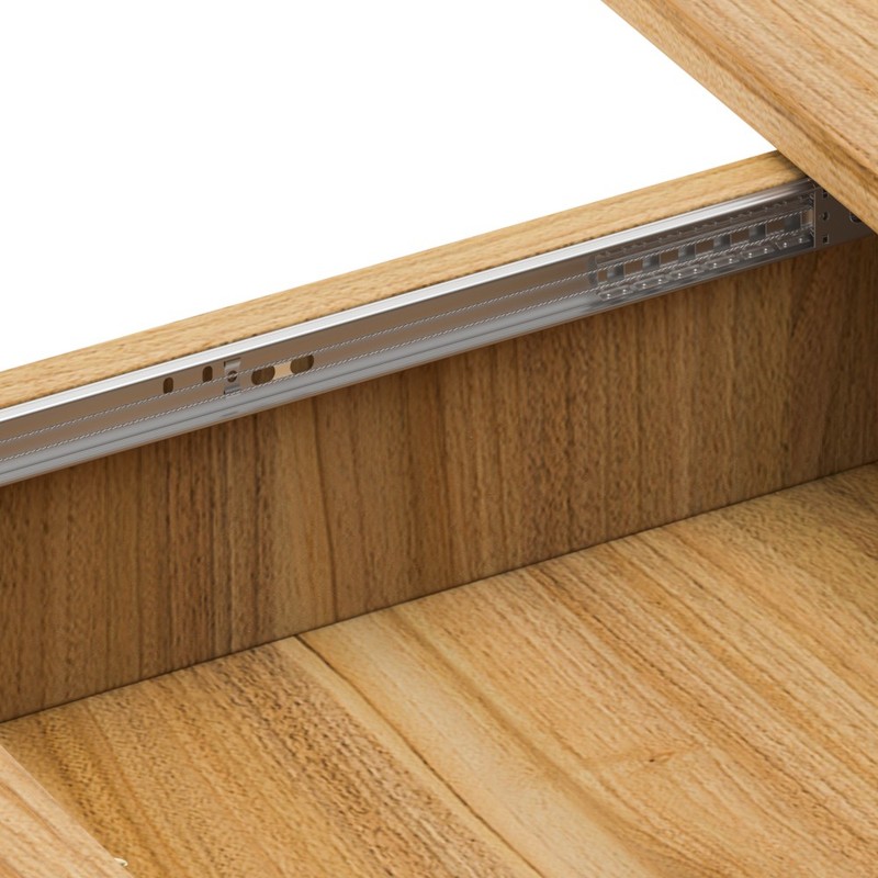 Extendable Dining Table Seats 6, Arc Shape Striped Legs, MDF, Natural gallery