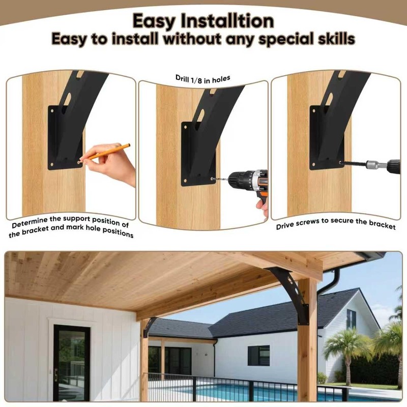 4 Pcs 45 Degree Angle Support Brackets,Wood Post and Beam Angle Support Brack... gallery