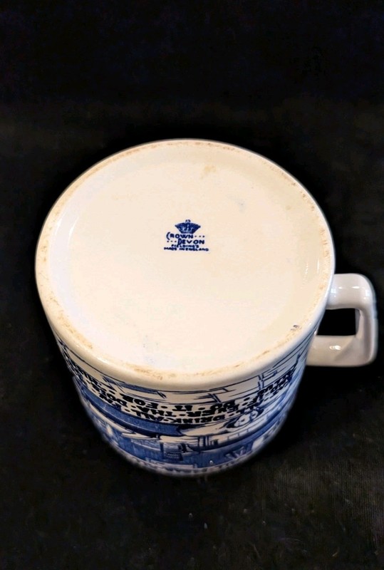 Vintage Large Blue & White Crown Devon Mug - A Yorkshiremans Advice to His Son gallery