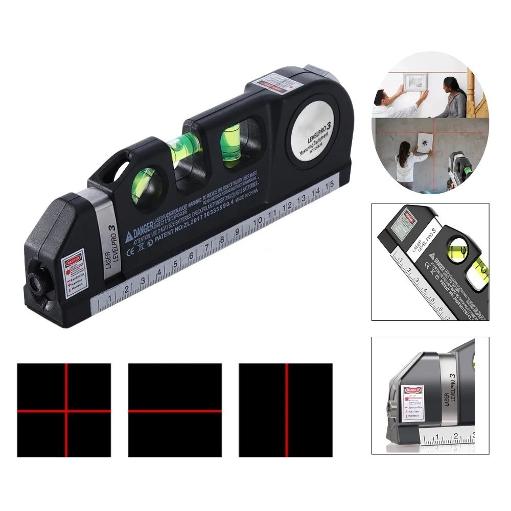 Multipurpose Laser Level Vertical Horizon Measuring Tape Aligner Metric Rulers gallery
