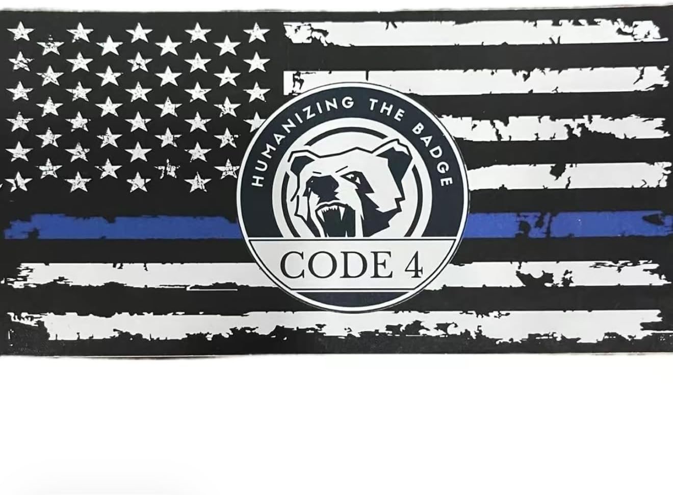 Thin Blue Line Sticker Code 4, Police Support Sticker American Flag gallery