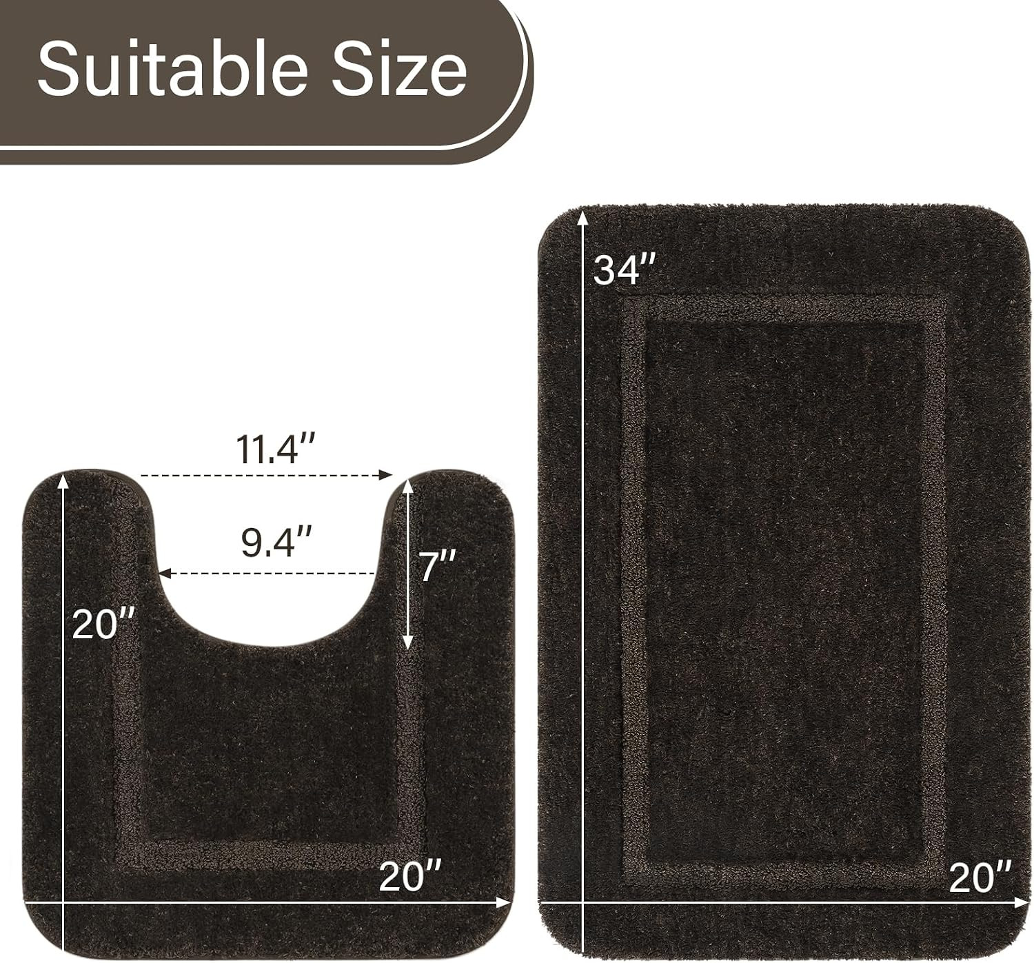LOCHAS Bathroom Rug Set Brown, Soft Bath Rug Set 2 Piece, Toilet Mat U-Shaped 20 gallery