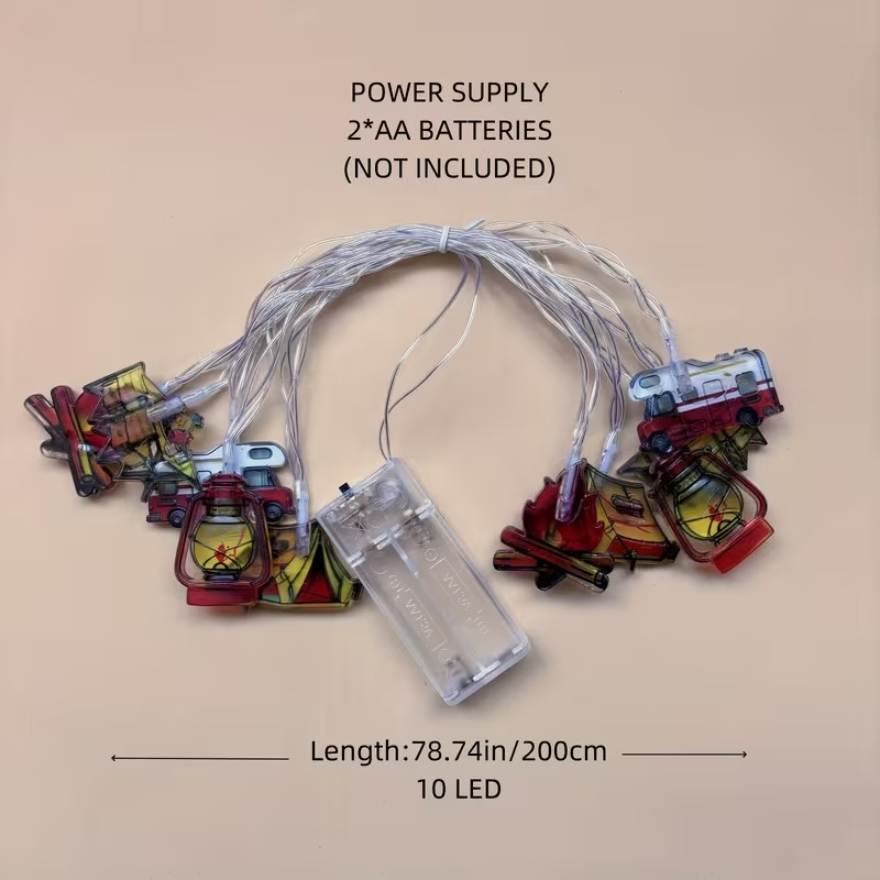 Camping String Lights 10 LED Lights Camper Tent Lantern 79-inch Battery Acrylic gallery