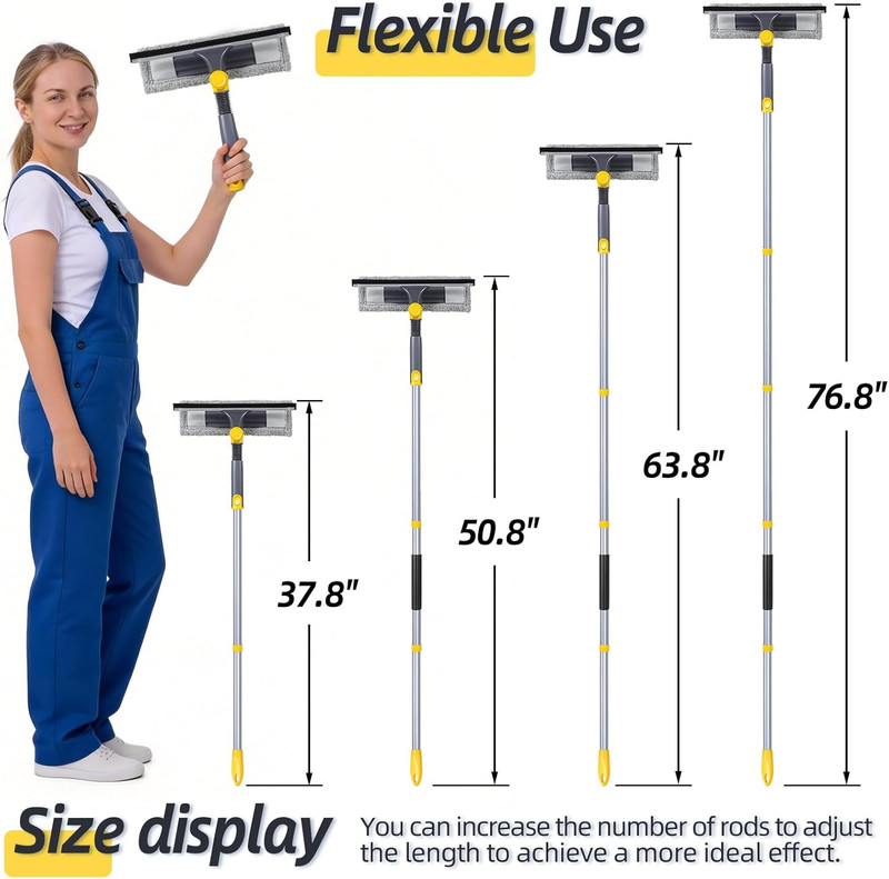77" Squeegee for Window Cleaning | 2-in-1 Window Cleaning Kit, 180° Lockable ... gallery