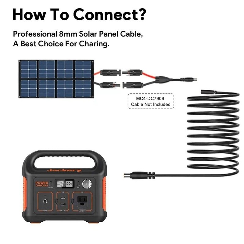 MJPOWER 30Ft Jackery Extension Cable 14AWG 8mm Solar Panel Black gallery