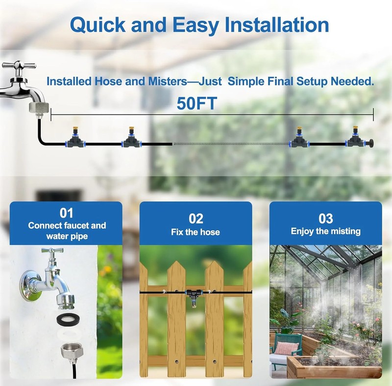 Pre-Assembled Misters for Outside Patio,Outdoor Water Misting Cooling System,50F gallery