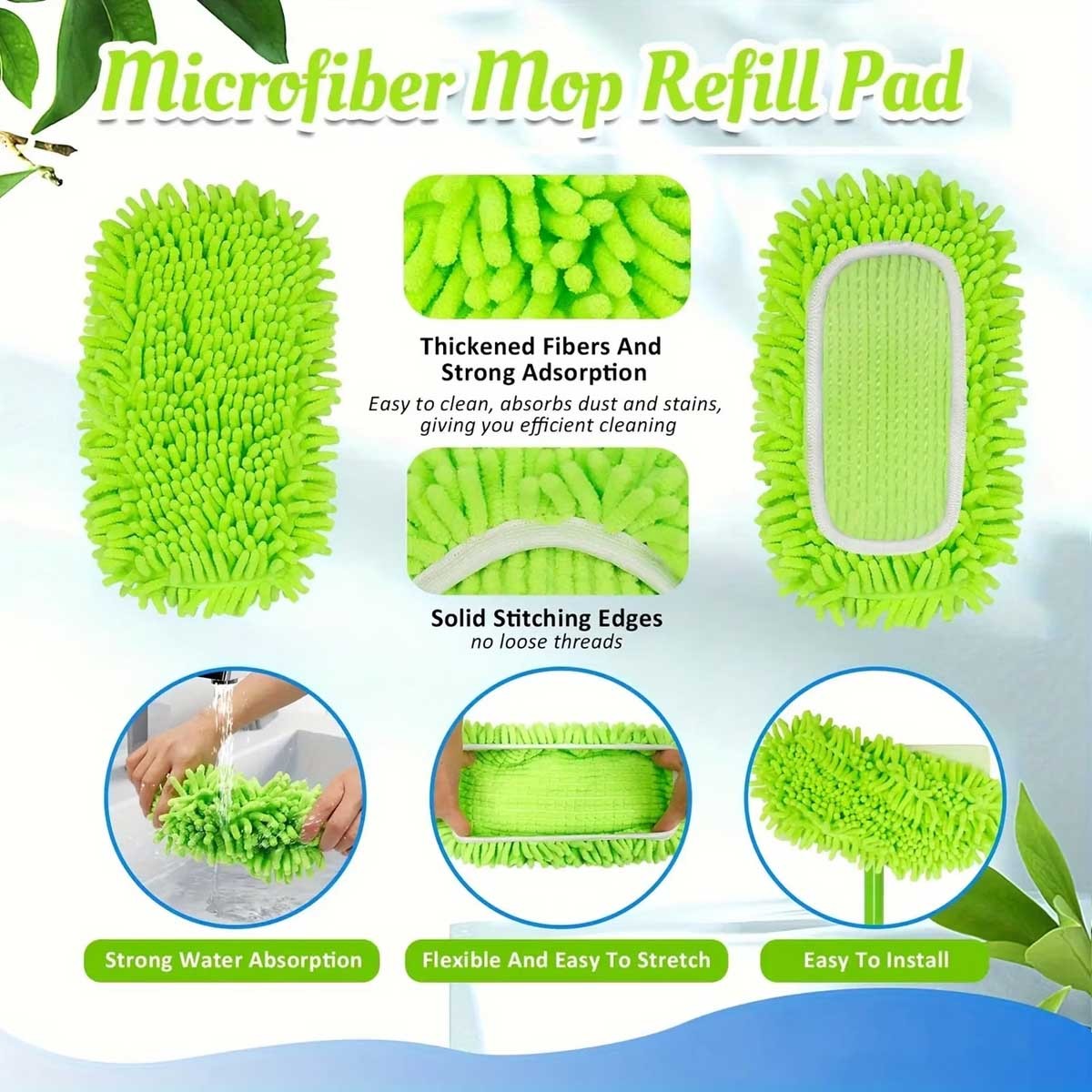 6Pcs Reusable Microfiber Mop Pads For Swiffer Sweeper, Wet & Dry Flat mop Cover gallery
