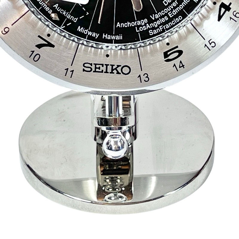 Seiko World Time Globe Desk Table Clock Silver-Tone QHG106S New gallery
