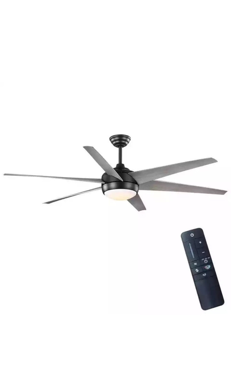 HDC Windward 68 in. LED Matte Black Ceiling Fan w/Light Kit, DC Motor and Remote gallery