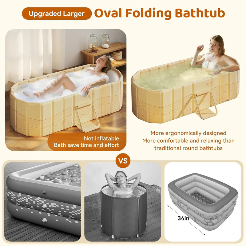 Portable Foldable Bathtub, Freestanding Bathtub No Installation, Bathroom SPA So gallery