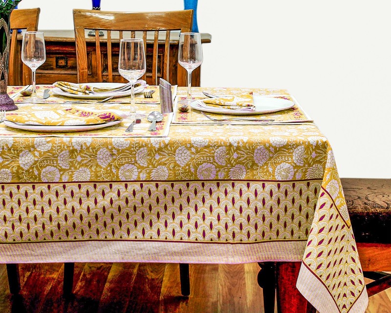 Hand Block Printed Table Cloth Dining Table Cover Cotton Table Linen gallery