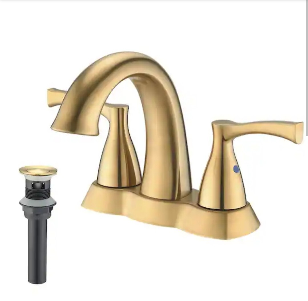 Fapully Luxury 4" Centerset 2 Handle High-Arc Bathroom Faucet Brushed Gold gallery