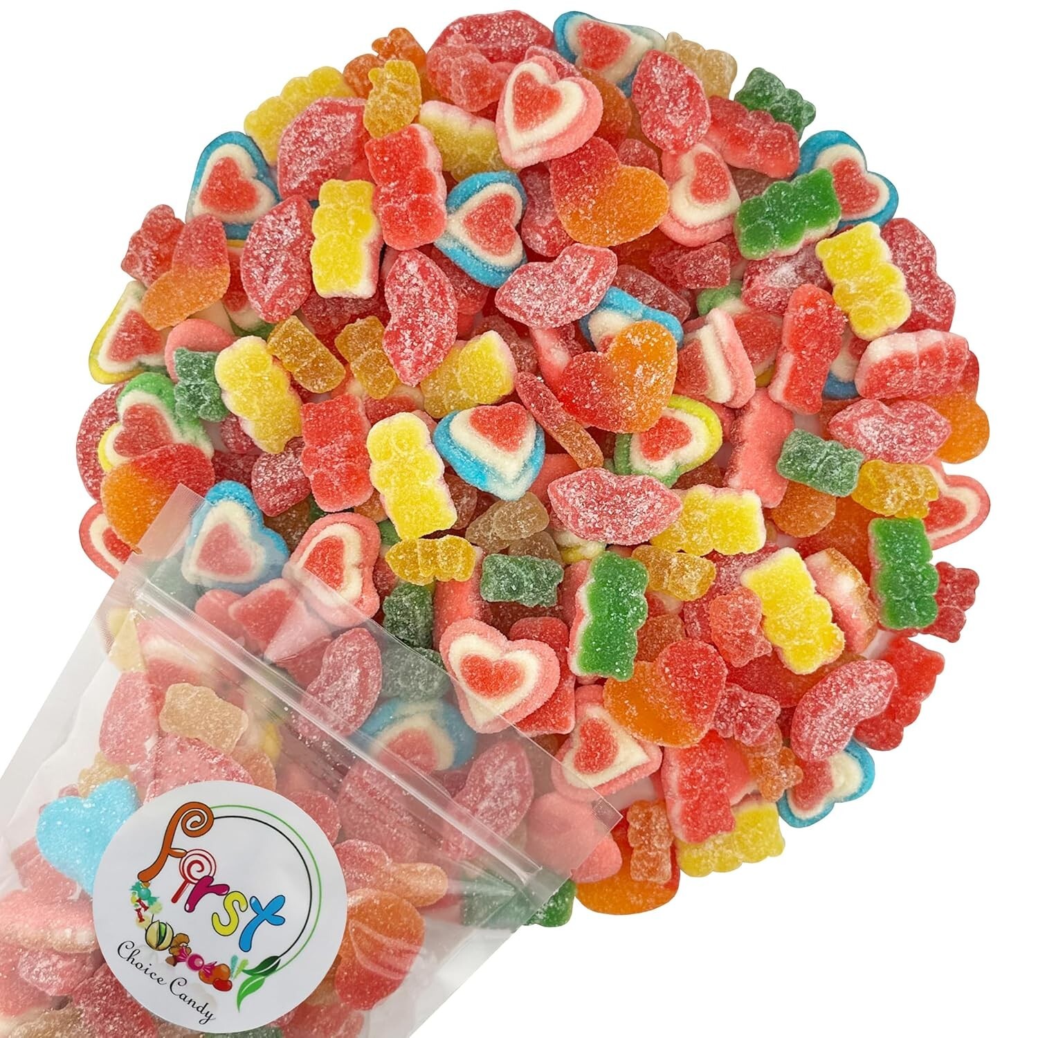 FirstChoiceCandy Sour Valentine mix gummy (Bear , Triple layer Hearts & Lips) gallery