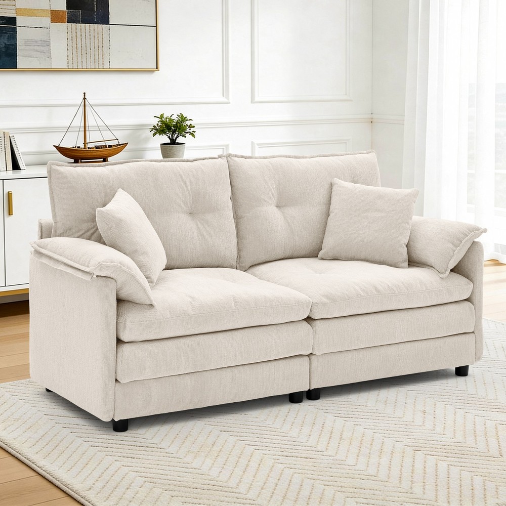 Korser L Shaped Modular Sectional Cloud Couch Convertible with Movable Ottoman