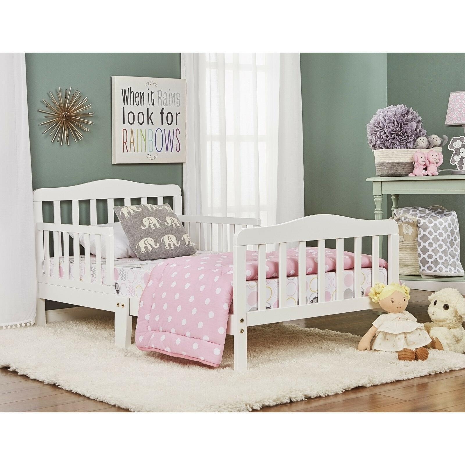 Toddler Beds with Safety Rails Frame for Kids Adult Children Bedroom Dorm White gallery