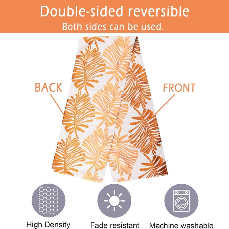 Orange Leaf Table Runner 12x70 Inch Reversible Polyester Kitchen Dining gallery