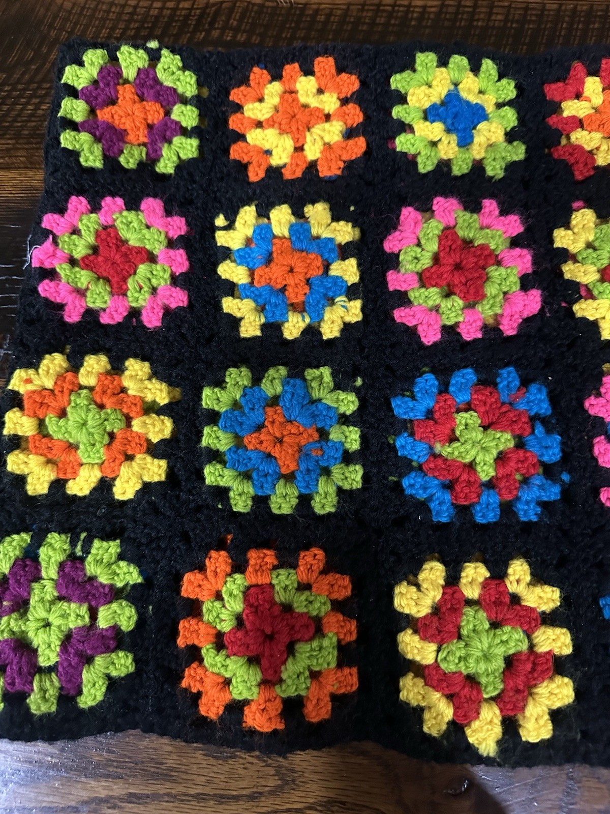 Hand made Crocheted Knit Afghan Throw Lap Blanket Approximately 32x42 gallery