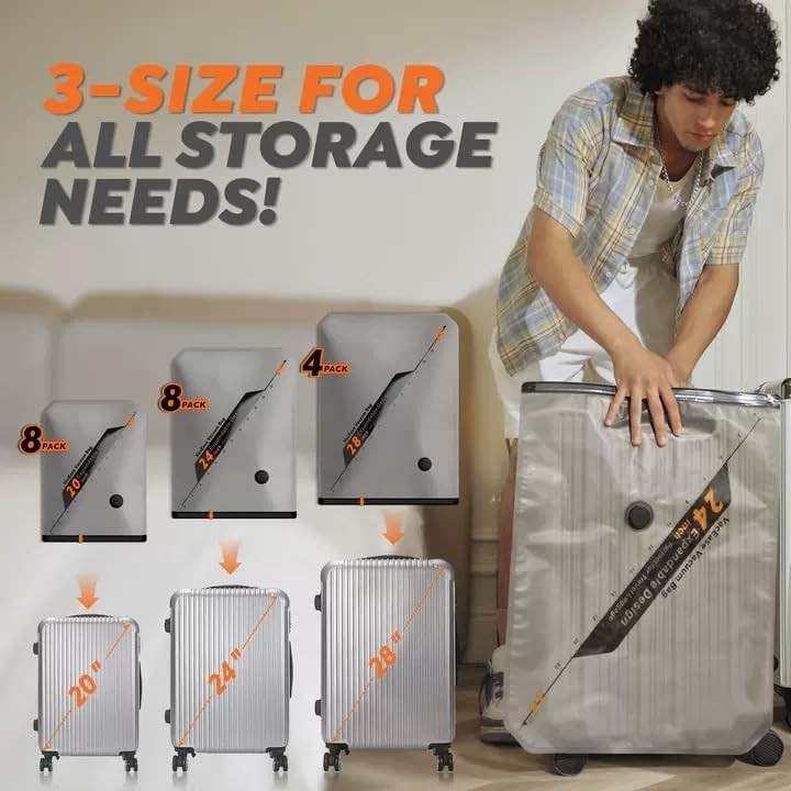 Vacbird Rechargeable Wireless Pump Travel Storage Bags Set - 20 Pack Portable Sp gallery