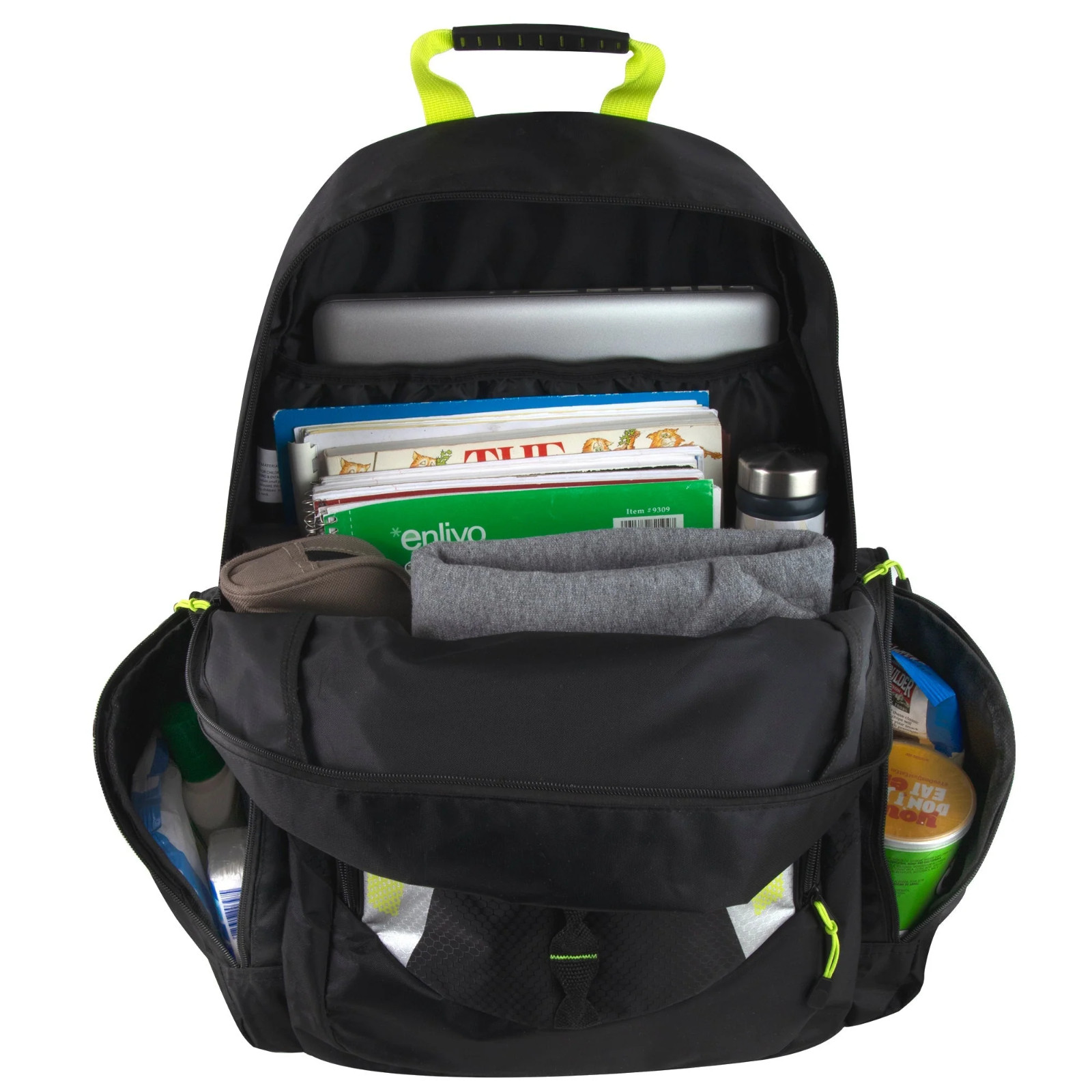 19 Inch Mountain Edge Multi-Pocket Reflective Backpack with Laptop Section-BLACK 4