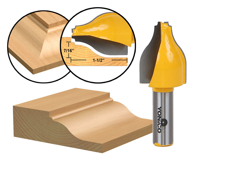 Ogee & Bead Vertical Raised Panel Router Bit - 1/2" Shank - Yonico 12148 gallery